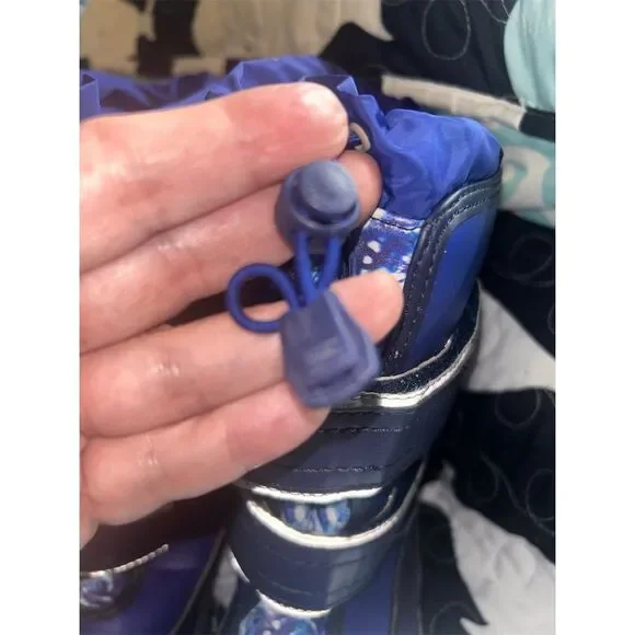 Lands' End Kids Winter Boots Size 4 Navy Blue Insulated Snow Flurry - Picture 2 of 8